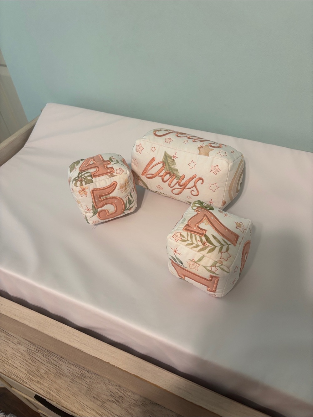 Baby Milestone Plush Blocks - Neutral Peach Floral